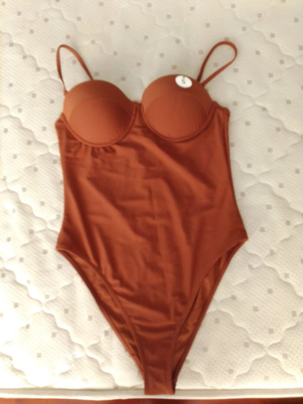 Ruched One-Piece Swimsuit Brown Size S